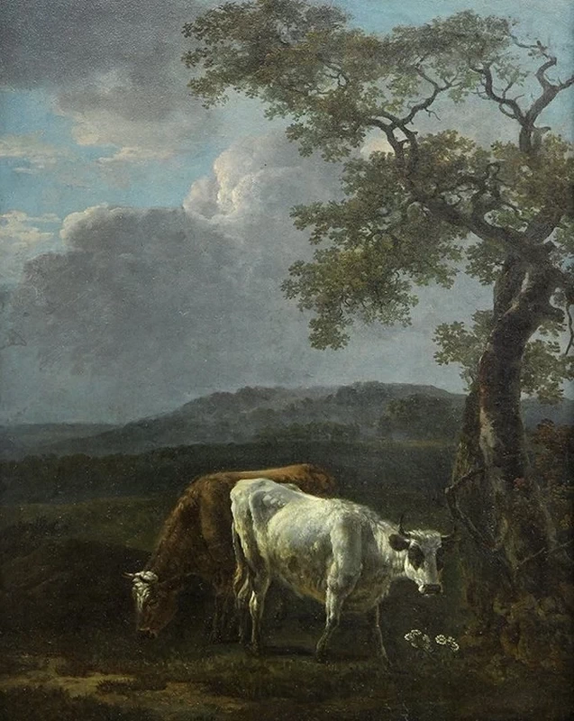 Paesaggio con bestiame e temporale in arrivo - attribuito